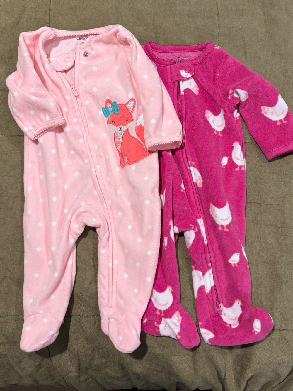 Carter's Pink Fleece Footie Sleepers 0-3m
